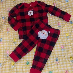 🌈 Carter’s Baby Pajamas Sz 9M Christmas Holiday Santa Set